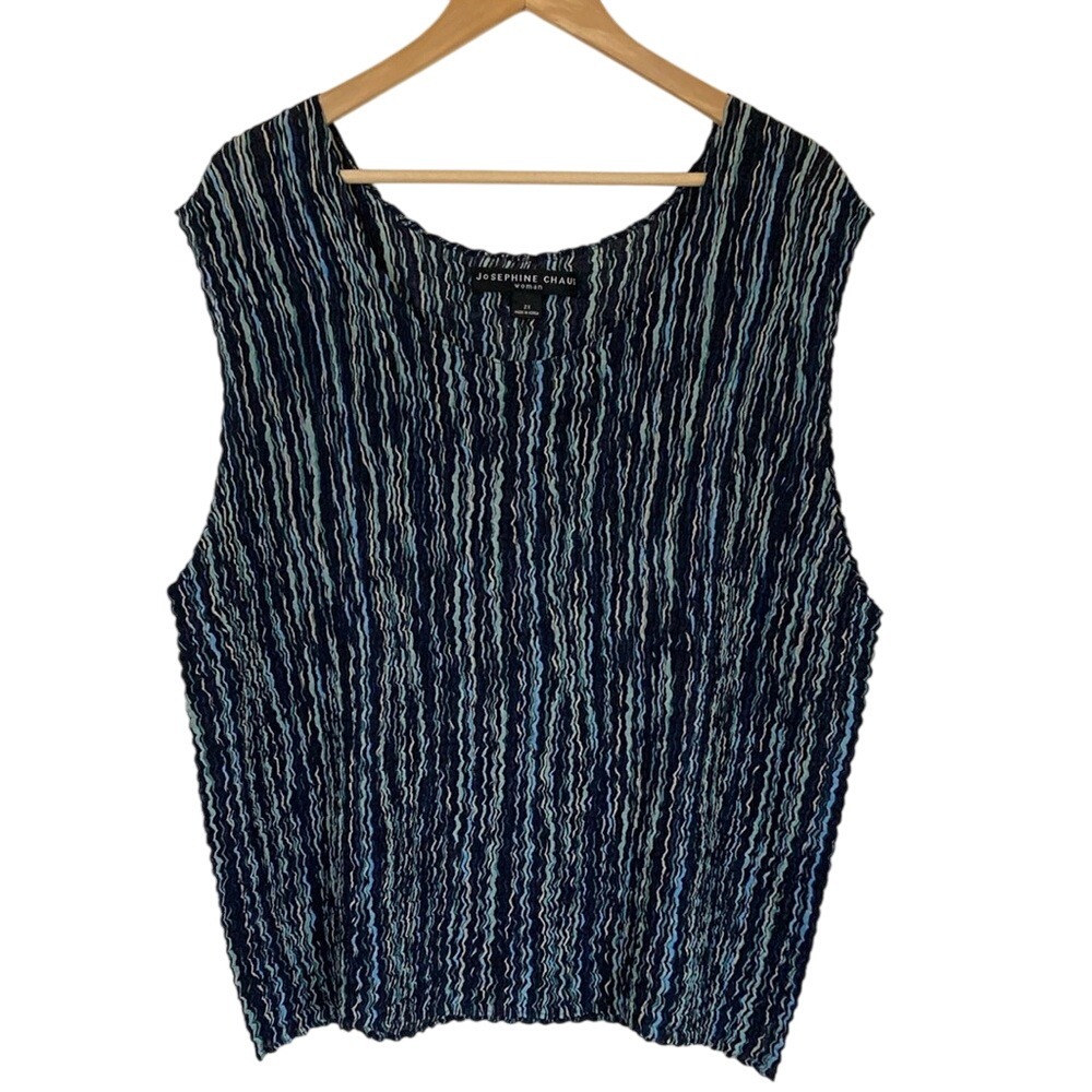 Josephine Chaus Womens Casual Blue Striped Tank Top Blouse Size 2X Summer Office